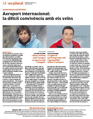 Declaraciones de la Presidenta de la AVV de Gav&agrave; Mar (Elisabet Mart&iacute;nez) a Esquerra Nacional (Revista de ERC) sobre las molestias del aeropuerto del Prat (N&uacute;mero 100 - 18 de junio de 2008)